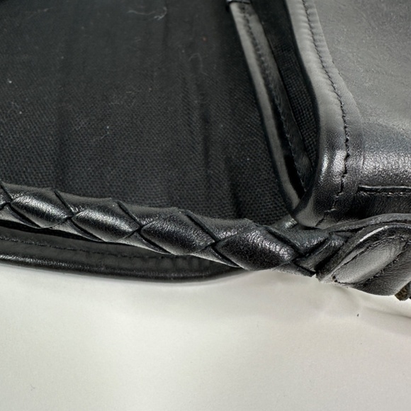 Brighton Vintage Leather Crossbody Bucket Black Heart Charm - Picture 12 of 16